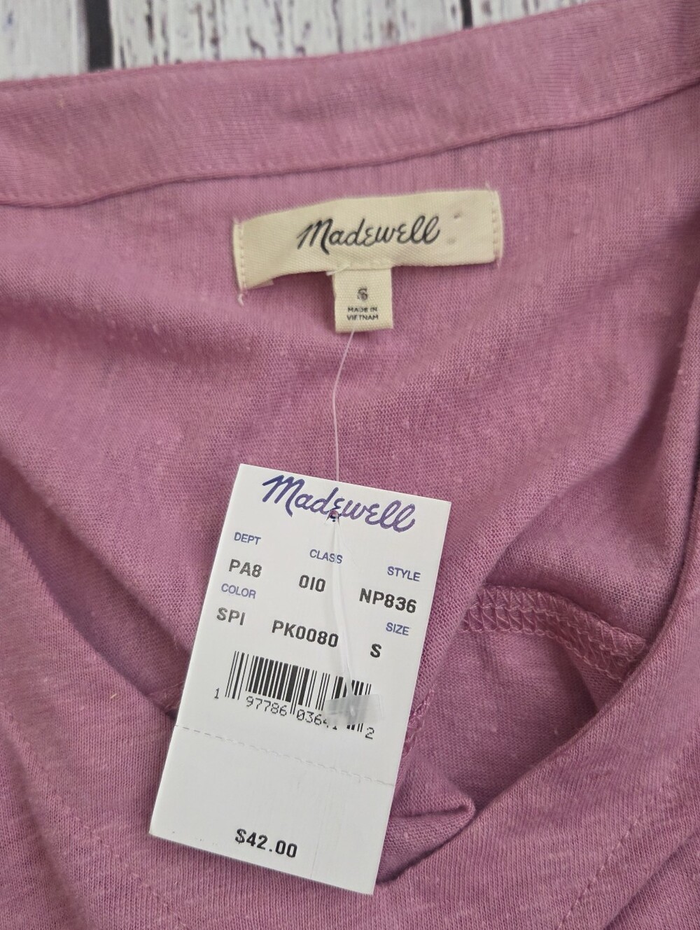 Madewell Relaxed V-Neck Tee T Shirt Linen Blend NEW NWT Small NP836 - Picture 6 of 7